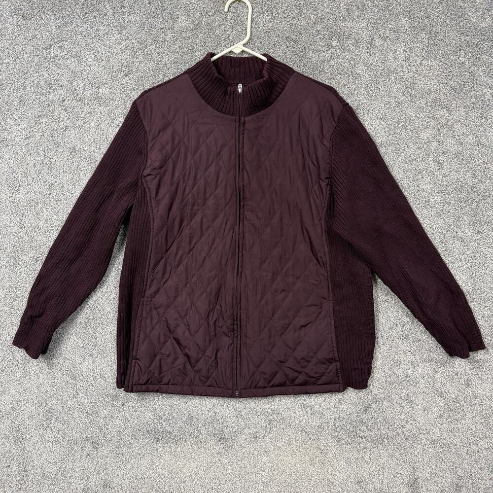 Croft & Barrow Jacket Women 2X Plus Plum Purple Quilted Knit Coastal Grandmacore